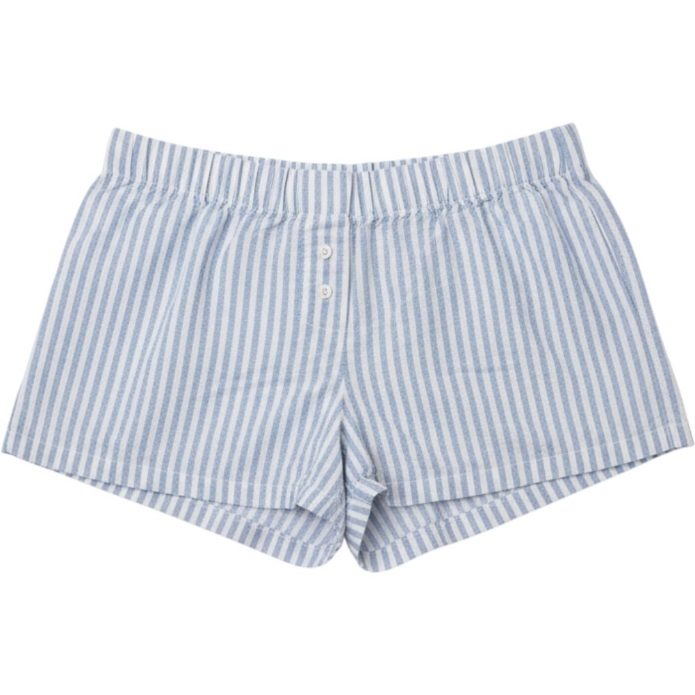 John Galt Striped Cotton Shorts Womens OS Blue White Good Casual Loungewear